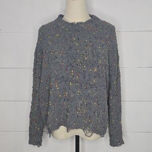 Entro Distressed Grey Sweater Sz Small